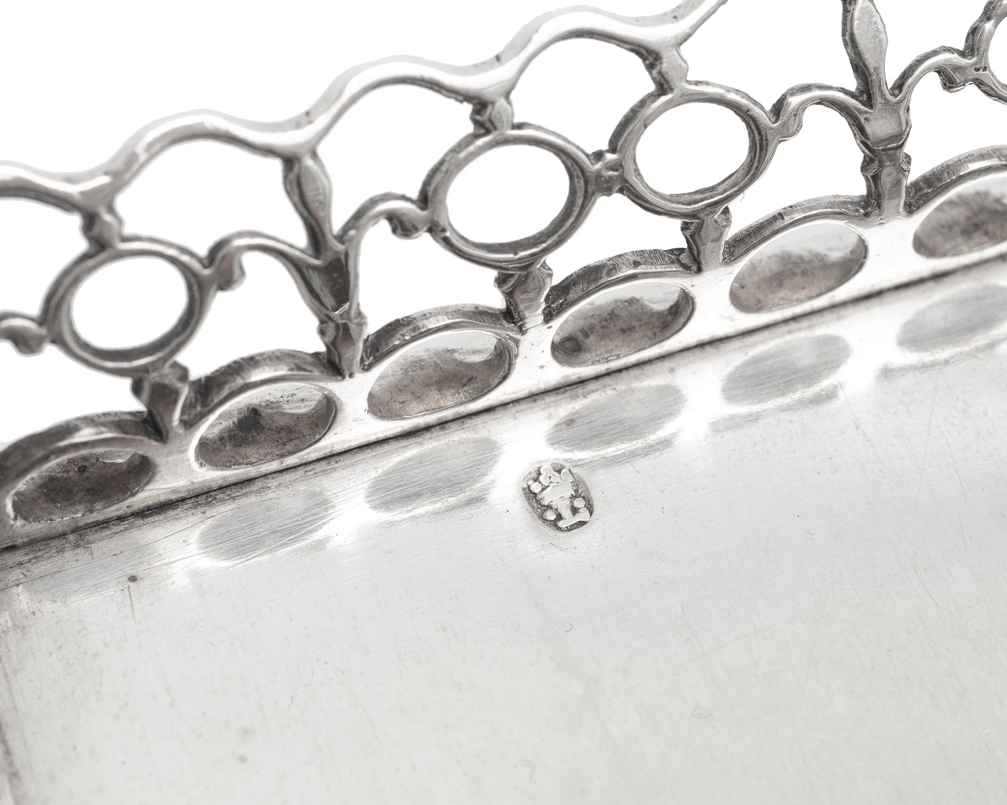 Antique Portuguese Silver Small Gallery Tray with Sardine & Lisbon Mark c1830 (Code 2256)