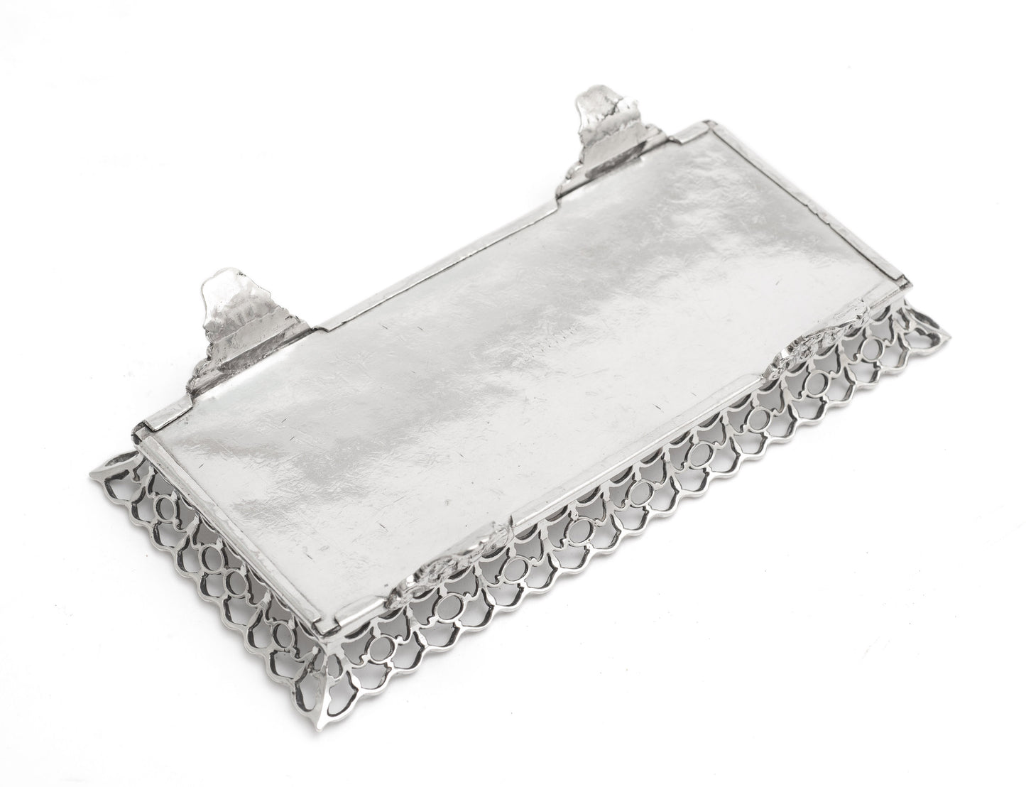 Antique Portuguese Silver Small Gallery Tray with Sardine & Lisbon Mark c1830 (Code 2256)