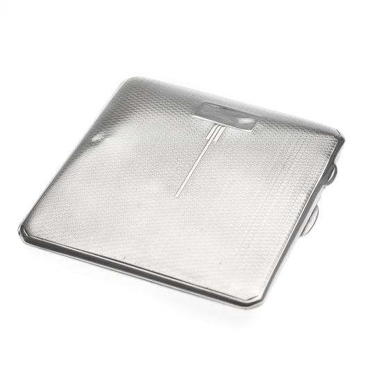Art Deco Sterling Silver Engine Turned & Geometric Design Cigarette Case 1936 (Code 2289)