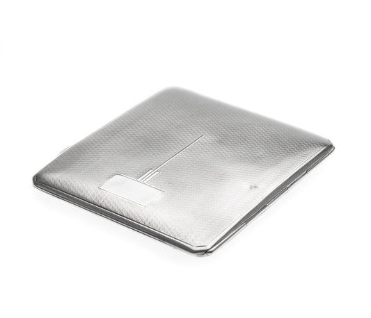 Art Deco Sterling Silver Engine Turned & Geometric Design Cigarette Case 1936 (Code 2289)