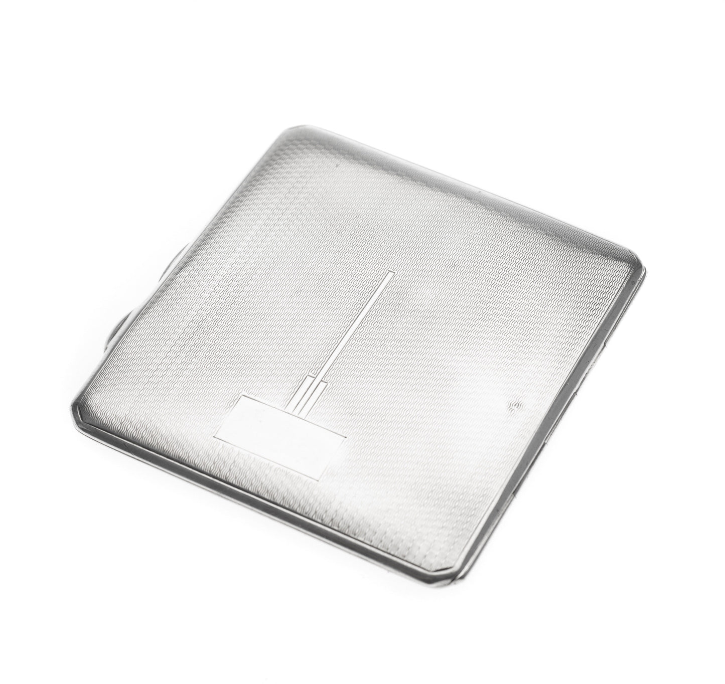 Art Deco Sterling Silver Engine Turned & Geometric Design Cigarette Case 1936 (Code 2289)