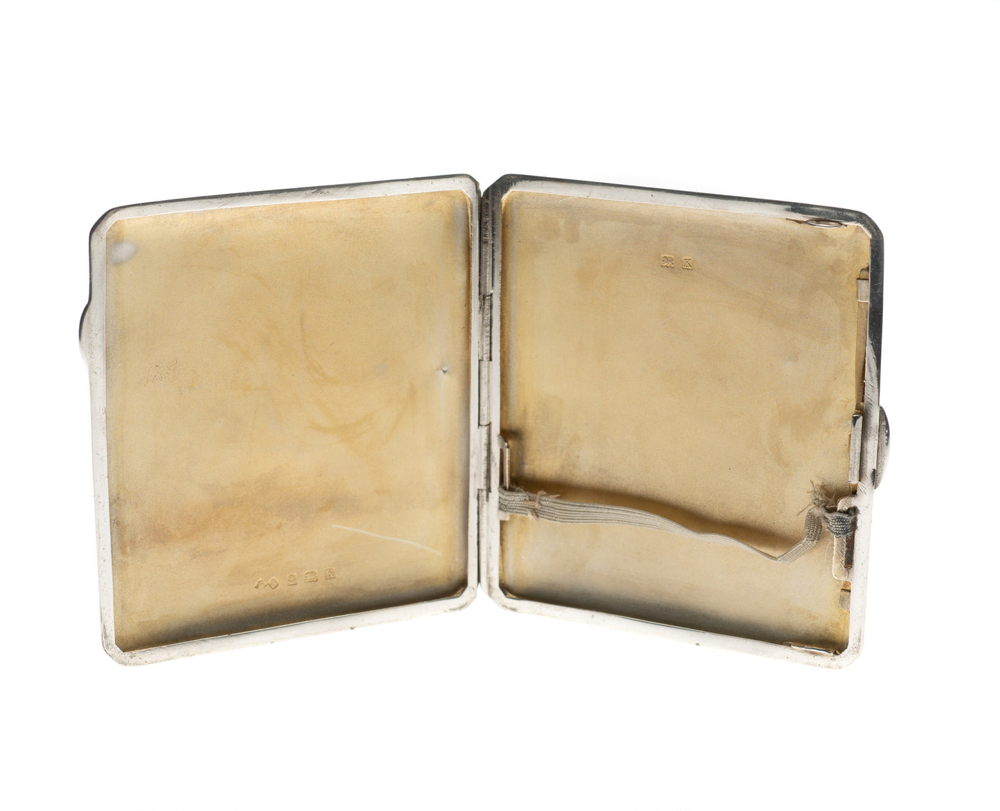 Art Deco Sterling Silver Engine Turned & Geometric Design Cigarette Case 1936 (Code 2289)