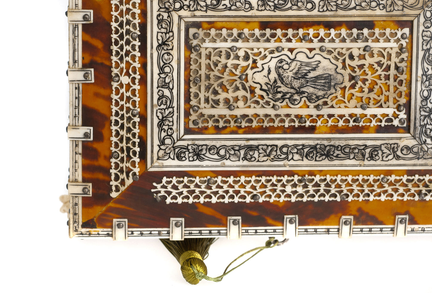 Indian Tortoiseshell & Bone Decorated Jewellery Box Vizagapatam Region c1900 (Code 2319)