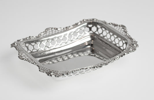 Antique Silver Bonbon Dish - William Comyns London 1897 Pierced Sweetmeat (Code 2321)