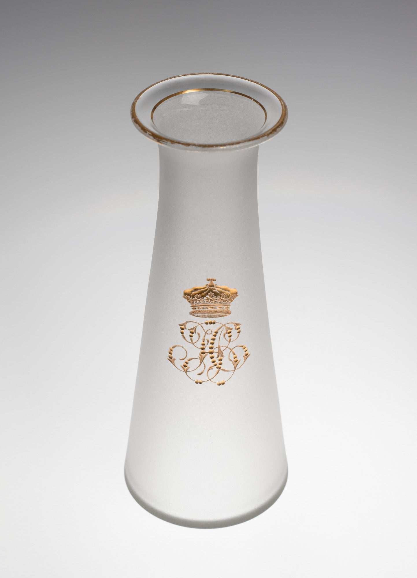 Antique Frosted Glass Carafe / Decanter with Russian Etched & Gilded Crown (Code 2372)