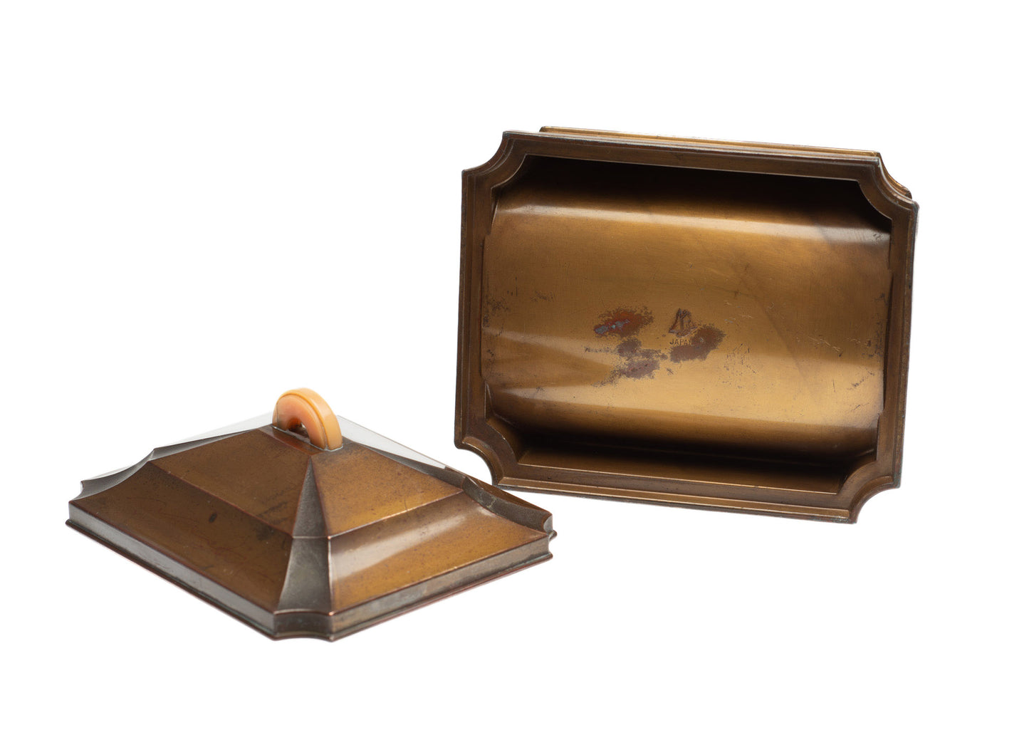 Japanese Art Deco Antimony Wear Cigarette Box with Fish & Stylised Design c1930 (Code 2380)
