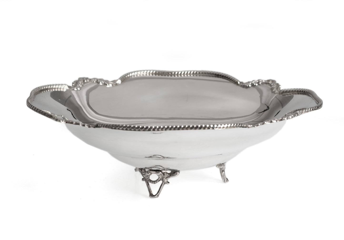Vintage Greek/Cypriot XEIPOΣ Silver Fruit/Sweetmeat Bowl with Rope Edge Rim (Code 2410)