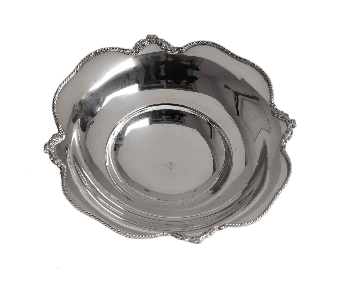 Vintage Greek/Cypriot XEIPOΣ Silver Fruit/Sweetmeat Bowl with Rope Edge Rim (Code 2410)