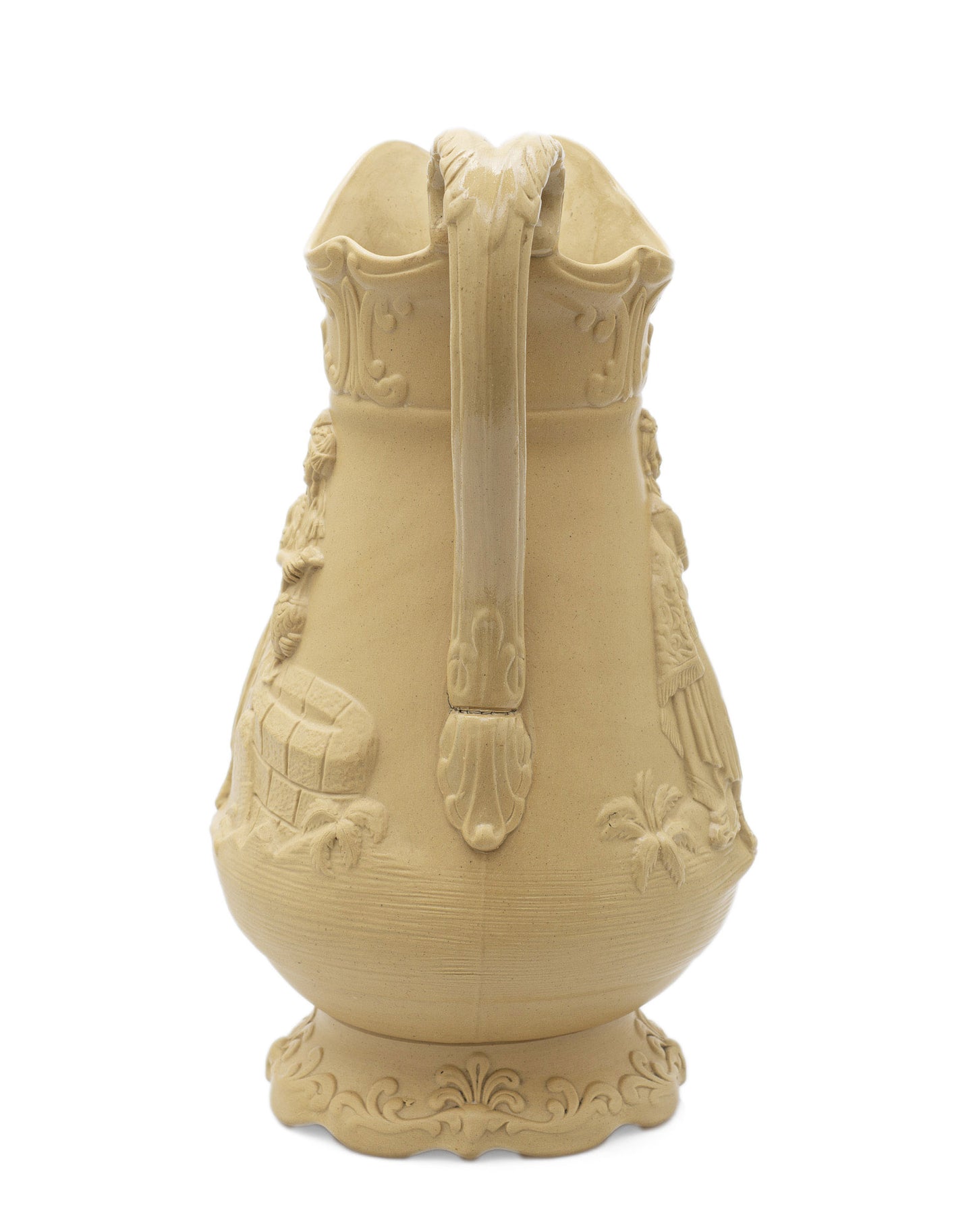 Samuel Alcock & Co Arabic Moulded Stoneware Jug - Victorian Antique c1845 (Code 2433)