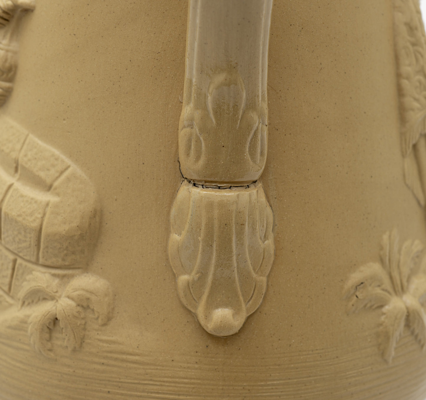 Samuel Alcock & Co Arabic Moulded Stoneware Jug - Victorian Antique c1845 (Code 2433)