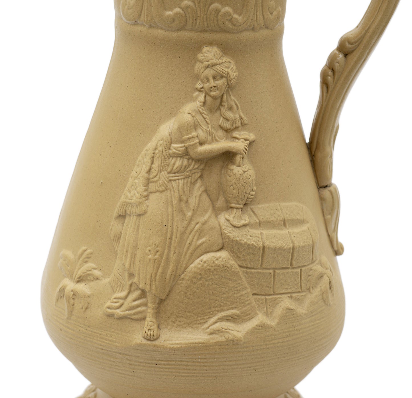 Samuel Alcock & Co Arabic Moulded Stoneware Jug - Victorian Antique c1845 (Code 2433)