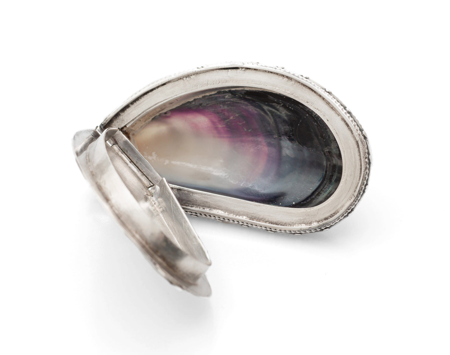 Antique Georgian Silver & Polished Natural Mussel Shell Snuff Box c1820 (Code 2447)