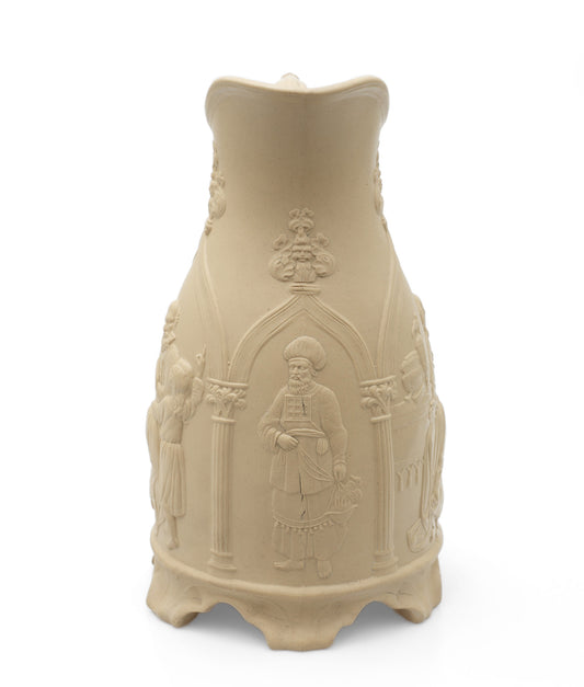T R Boote Antique Samuel & Eli Biblical Relief Moulded Stoneware Jug c1848 (Code 2456)