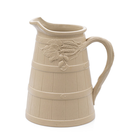 Antique Cork & Edge Victorian Moulded Stoneware Beer Jug c1850 - Unrecorded? (Code 2470)