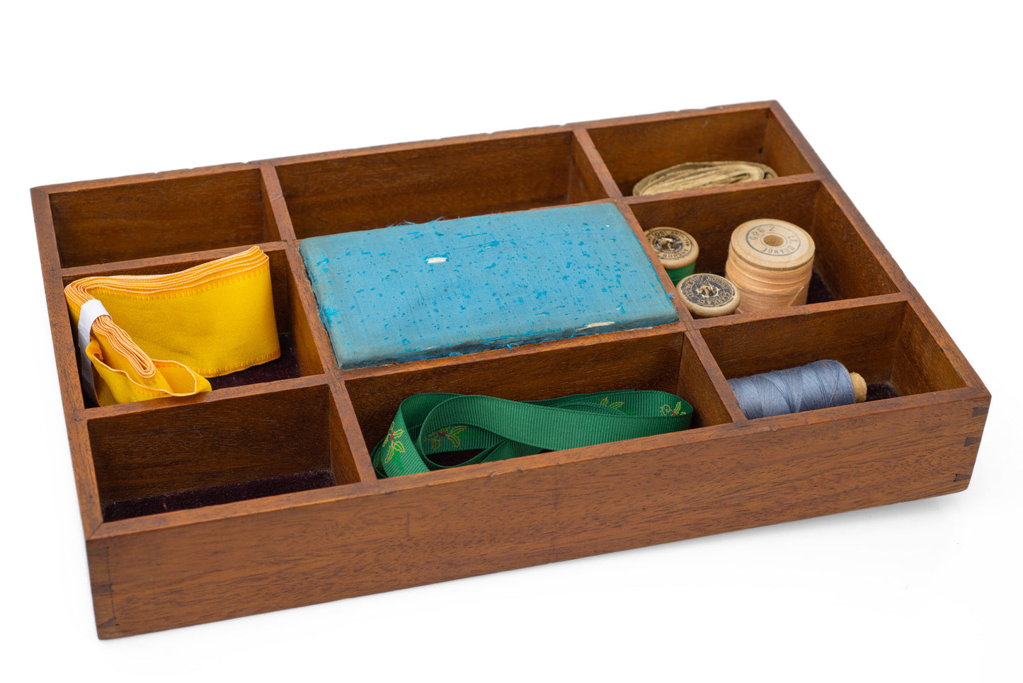Antique Victorian Provincial Wood & Silk Patchwork Sewing / Work Box c1870 (Code 2504)