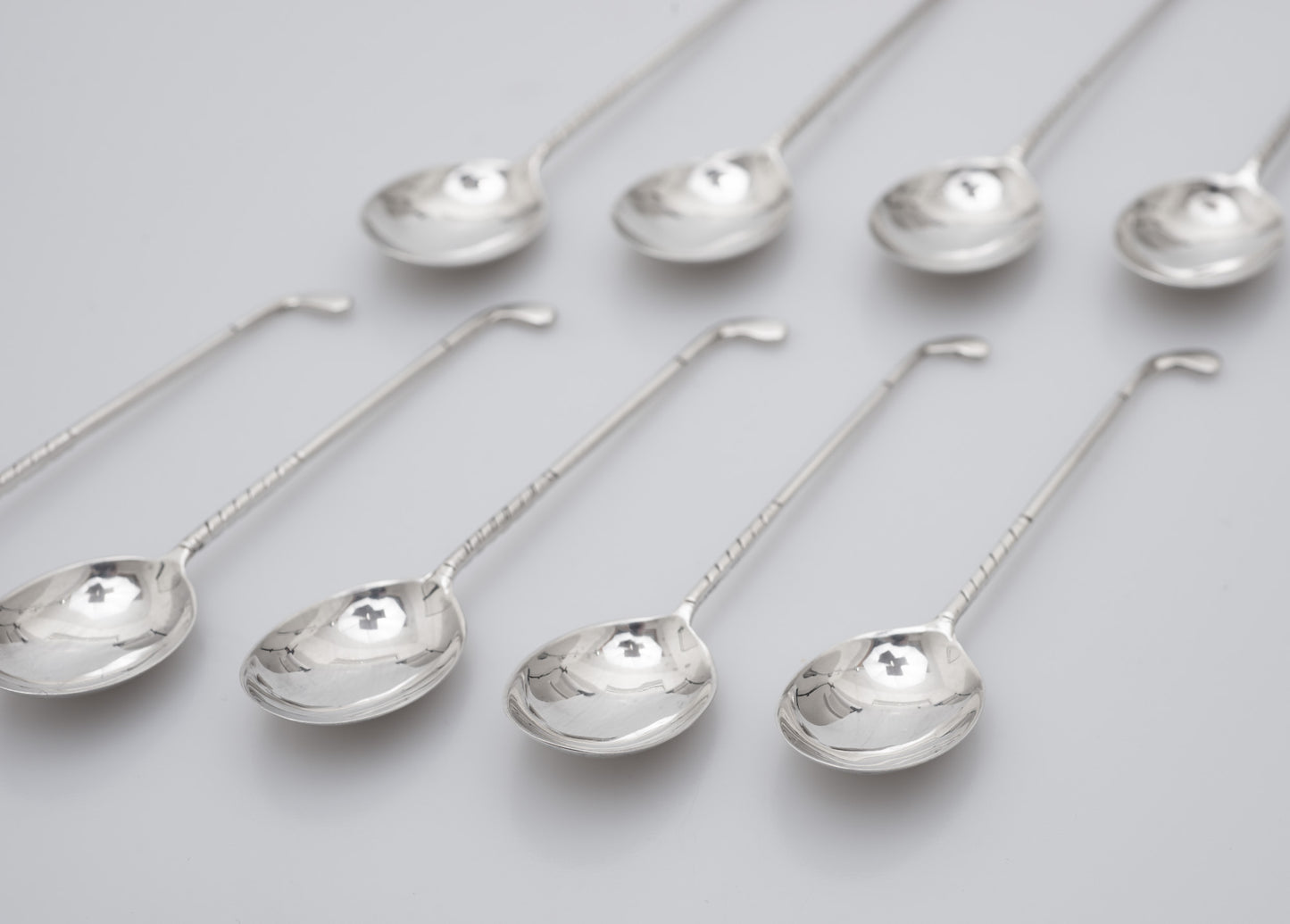 Set 10 Vintage Sterling Silver Coffee Spoons with Golf Club Golfing Handles (Code 2508)
