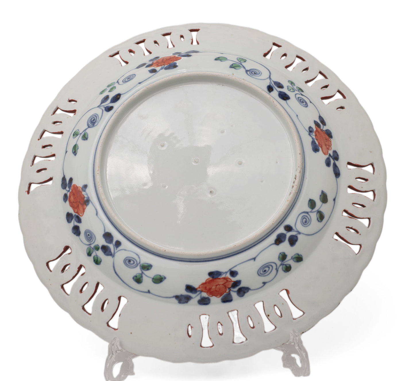 Antique Japanese Arita Imari & Blue & White Kraak Reticulated Porcelain Charger (Code 2509 A)