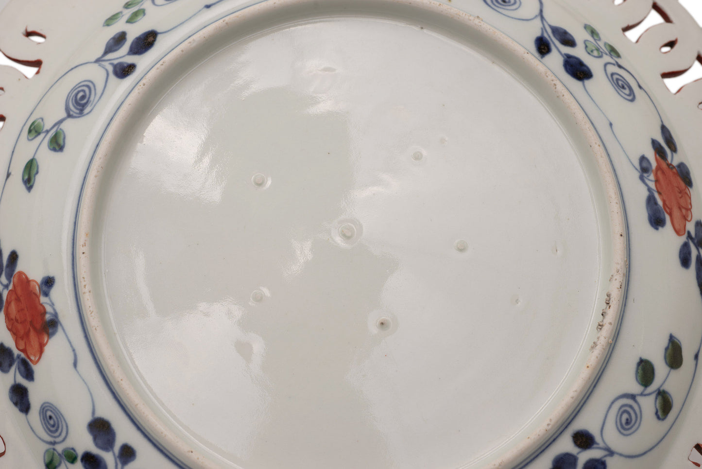 Antique Japanese Arita Imari & Blue & White Kraak Reticulated Porcelain Charger (Code 2509 A)