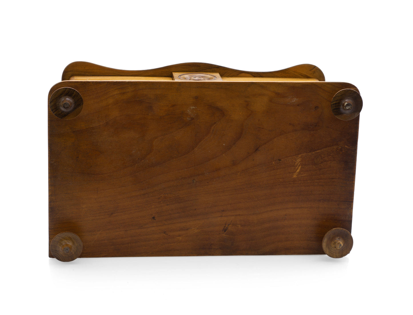 Antique Italian Olive Wood Jewellery Box with Swing Out Trays & Turned Feet (Code 2539)