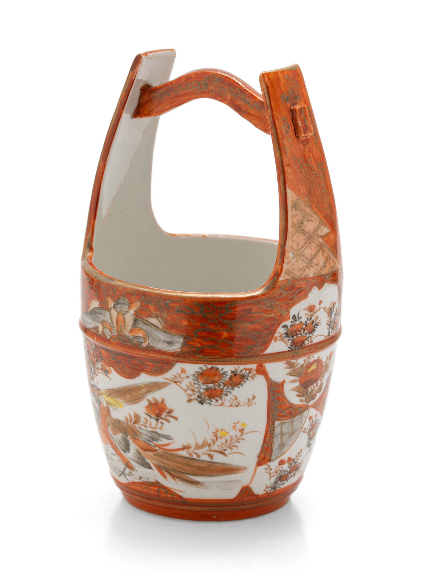 Japanese Kutani Porcelain Vase in Baketsu Design - Meiji Period Antique c1900 (Code 2556)