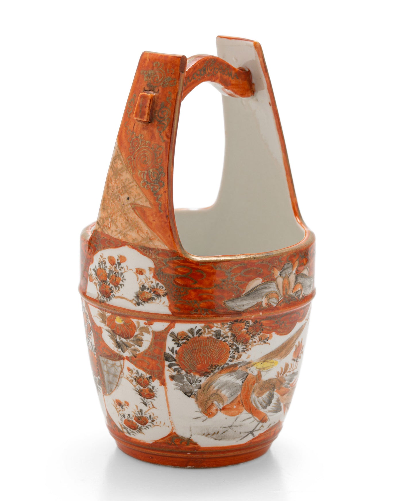 Japanese Kutani Porcelain Vase in Baketsu Design - Meiji Period Antique c1900 (Code 2556)