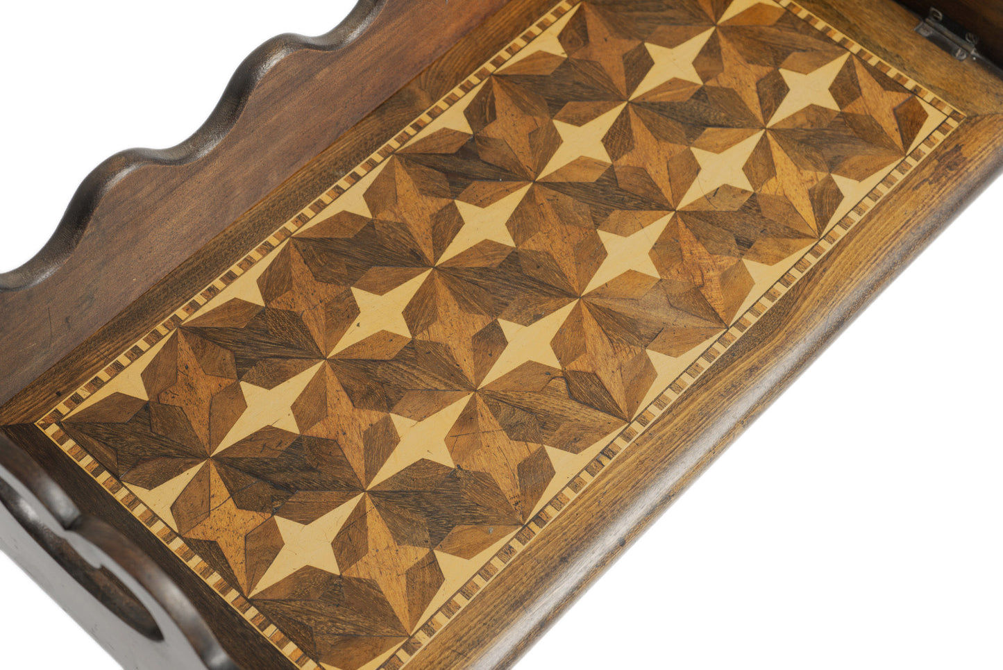 Antique Victorian Library/Study Parquetry Folding Book Tray/Carry Trough c1860 (Code 2679)