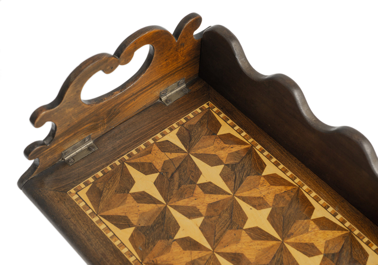 Antique Victorian Library/Study Parquetry Folding Book Tray/Carry Trough c1860 (Code 2679)