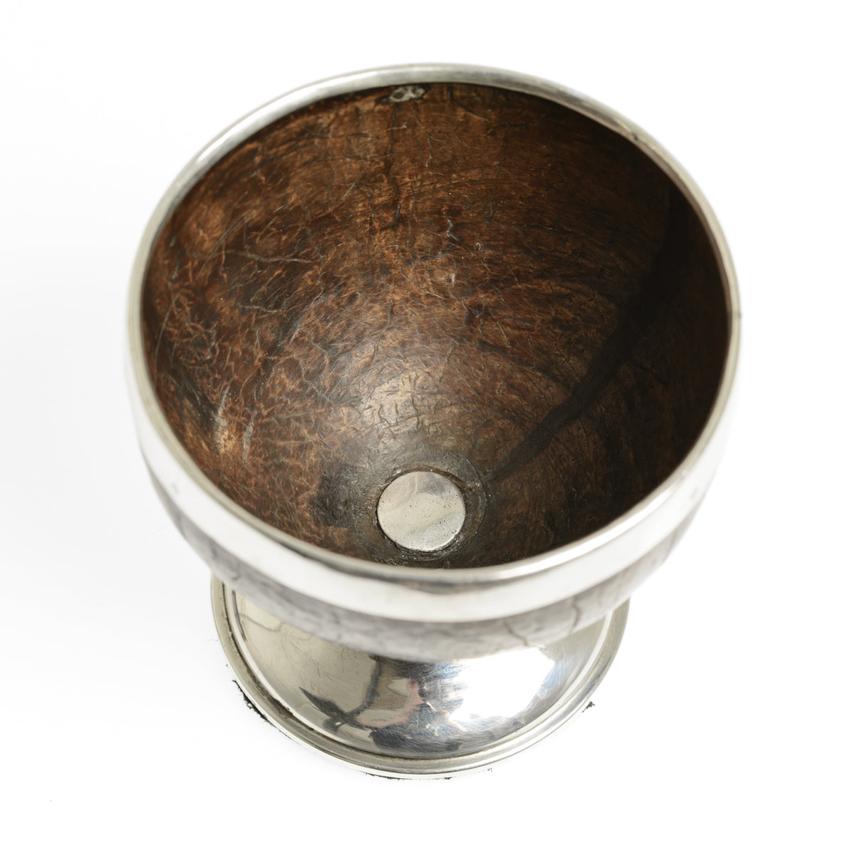 Antique Georgian George III Silver Mounted Coconut Cup with Pedestal Foot (Code 2706)