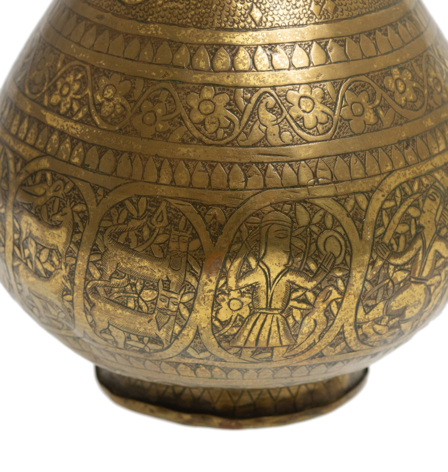 Antique Persian Qajar Hand Made Brass Vase Mesopotamian Design & Islamic Script (Code 2729)