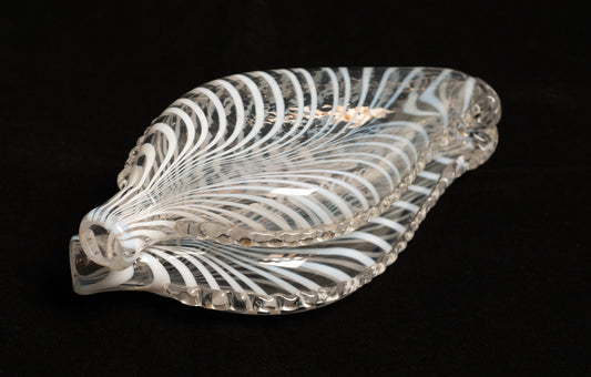 Antique Victorian Nailsea Glass Double Gimmel Flask with White Pull Up Loops (Code 2747)