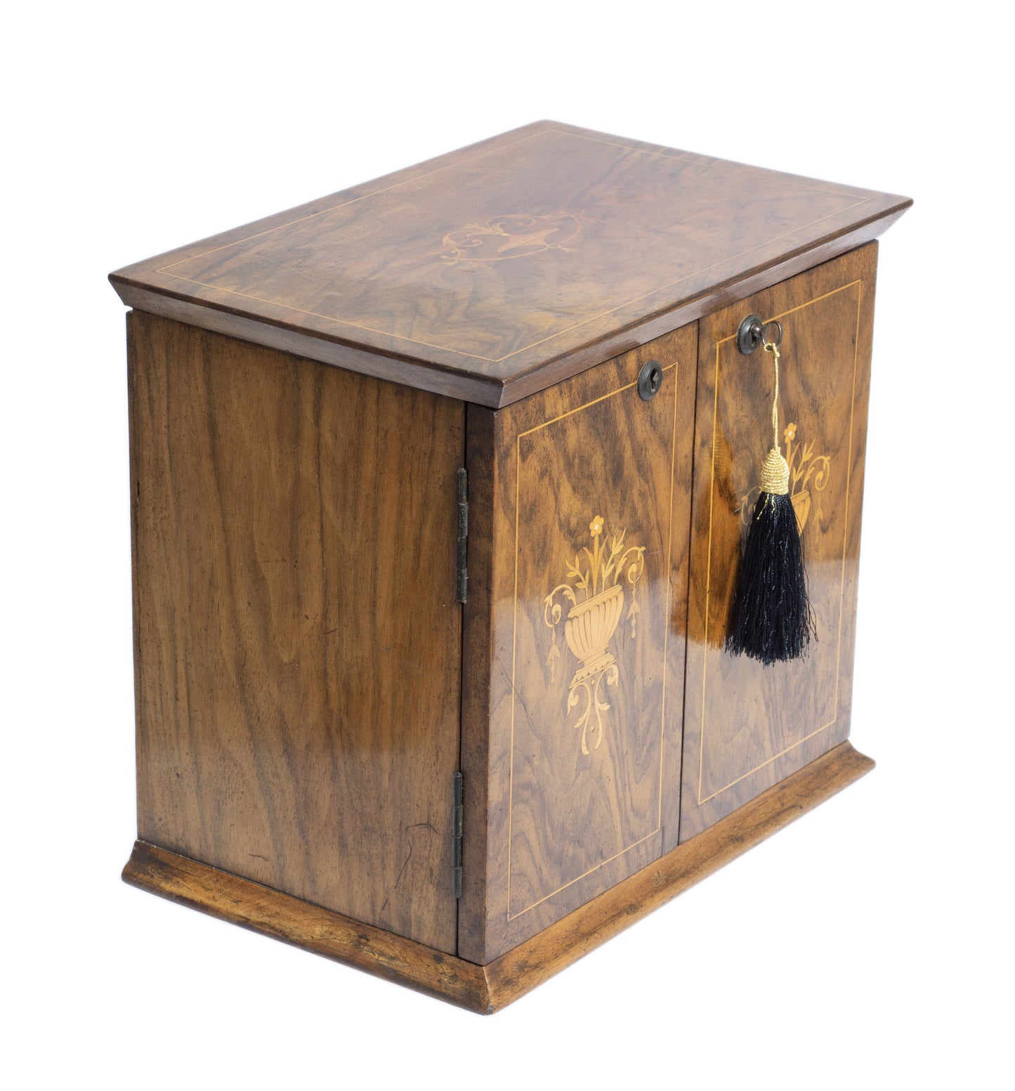 Antique Walnut Table Top Cabinet Box - Internal Drawers & Inlaid Adams Detailing (Code 2758)