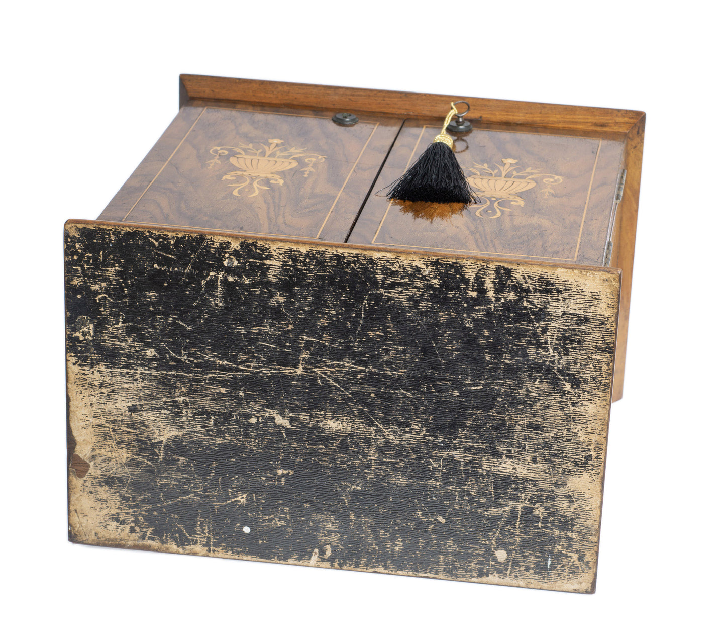Antique Walnut Table Top Cabinet Box - Internal Drawers & Inlaid Adams Detailing (Code 2758)