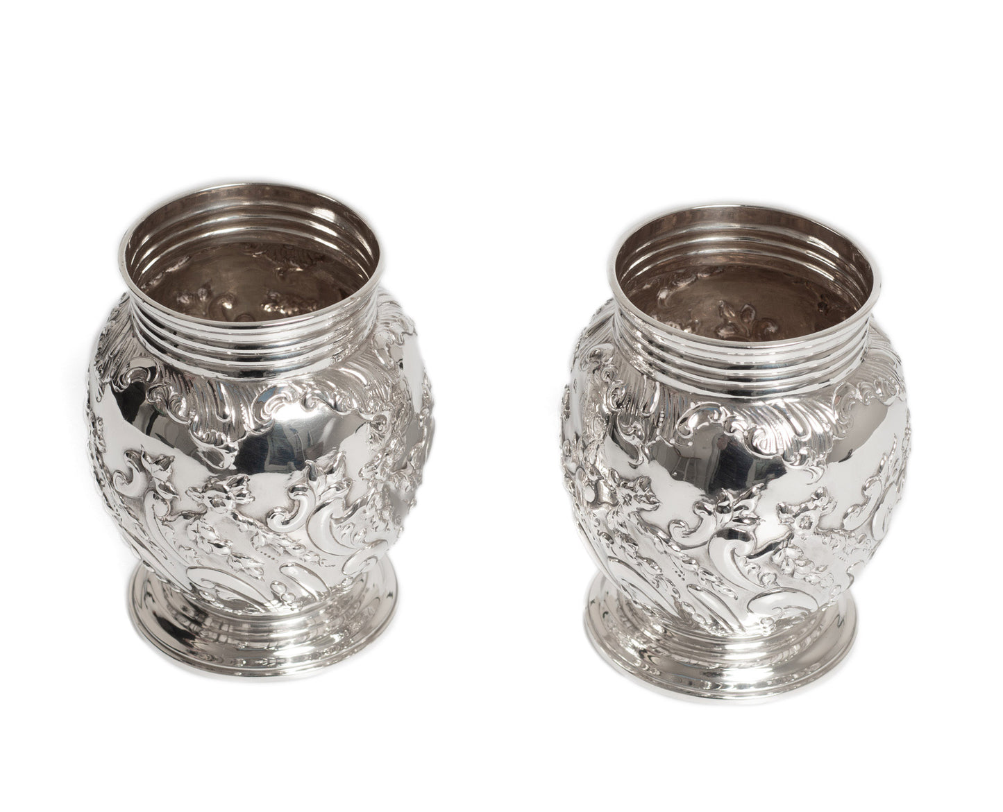 Pair Antique Victorian Sterling Silver Vases by Sibray, Hall & Co of Sheffield (Code 2764)