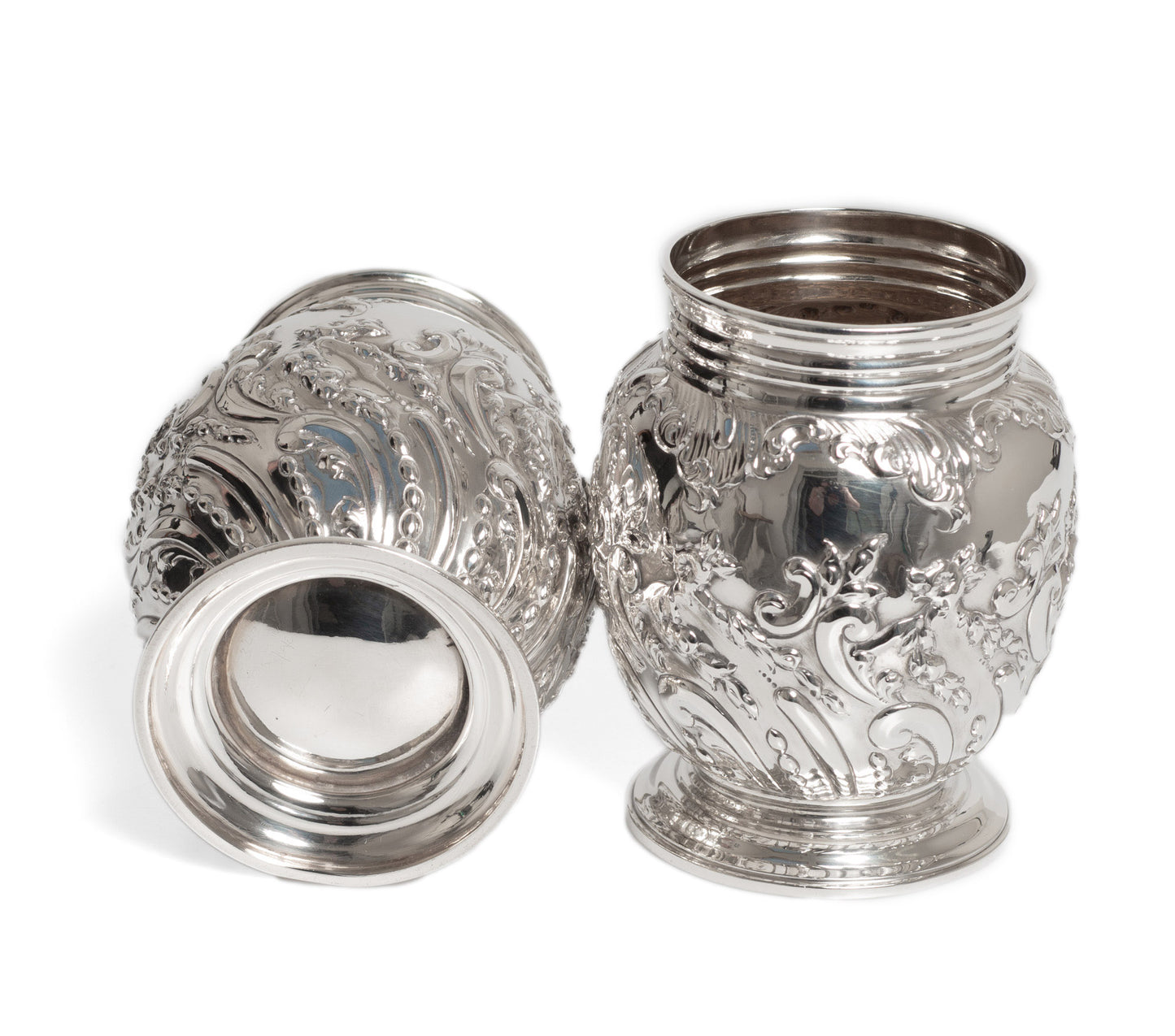 Pair Antique Victorian Sterling Silver Vases by Sibray, Hall & Co of Sheffield (Code 2764)