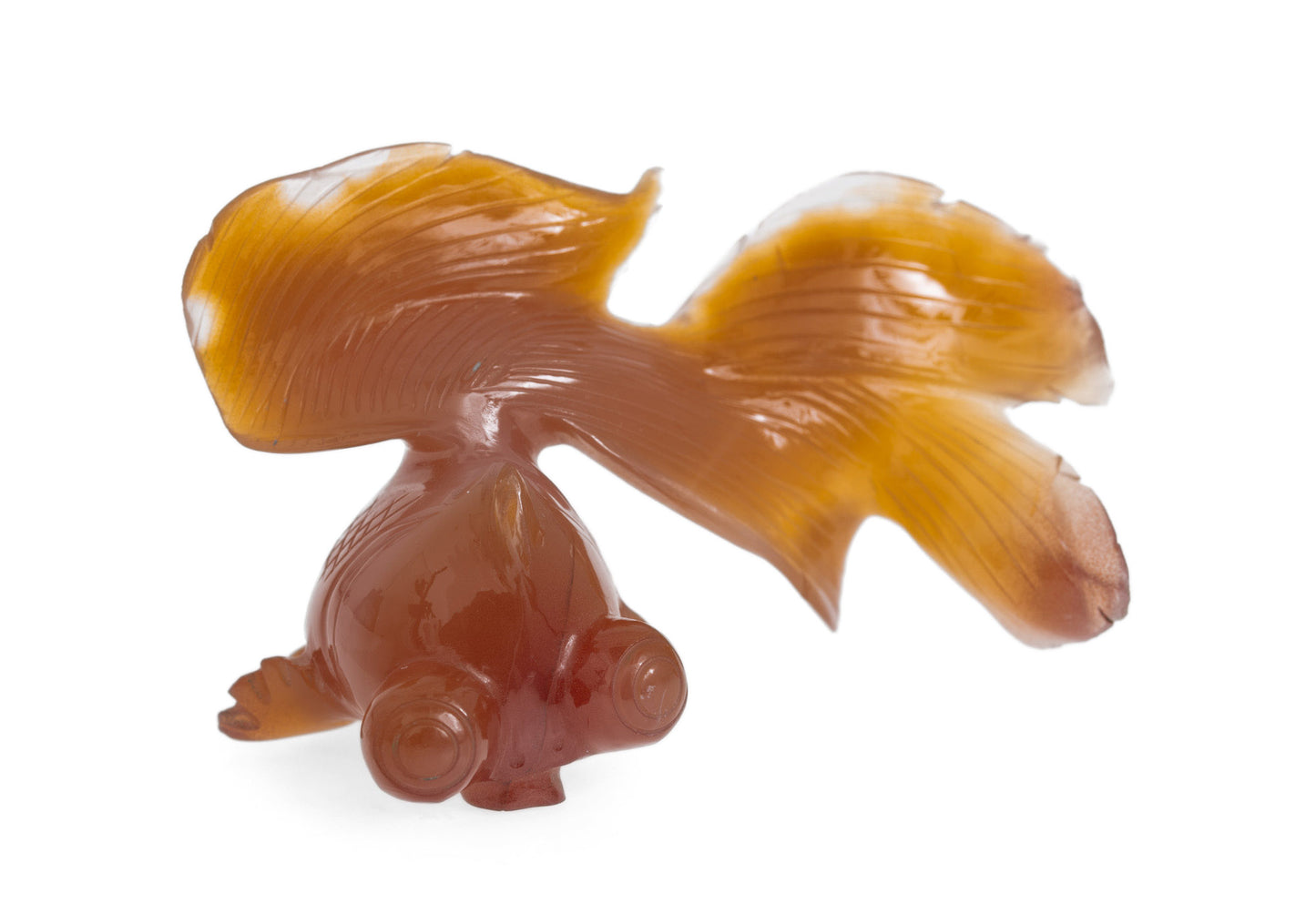 Vintage Chinese Carved Carnelian Model of a Shubunkin Goldfish with Stand (Code 2804)
