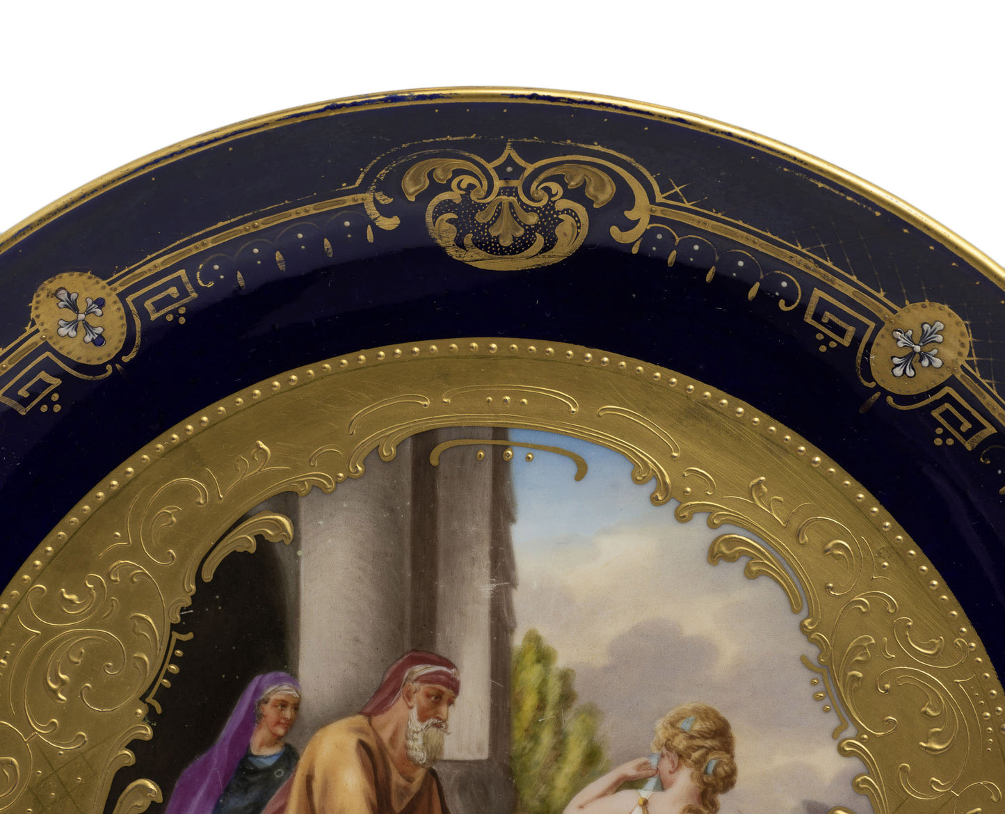 Antique Vienna Porcelain Charger Hand Painted Verstosung der Hagar by Kauffmann (Code 2871)