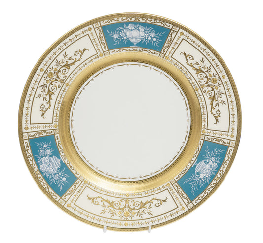 Minton Pate sur Pate Panel & Embossed Gold Dinner Plate - T Goode & Co, Mayfair (2915)