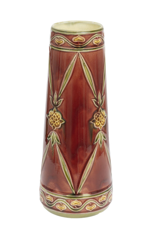 Minton Antique Secessionist Pottery Vase in Red Glaze with Tubelined Body (2917)