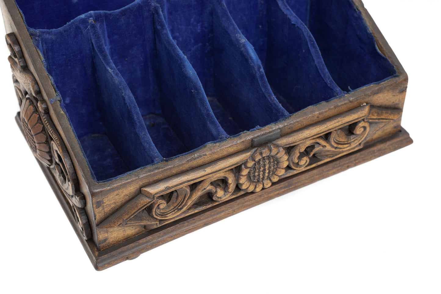 Antique Spanish Wooden Box with Moon Face Carvings and Brass Dial Lock 19thC (2919)