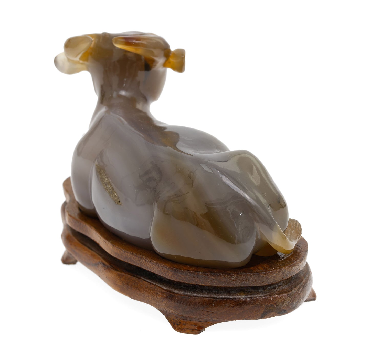 Chinese Republic Period Carved Chalcedony/Agate Figure of a Water Buffalo Lying (2932)