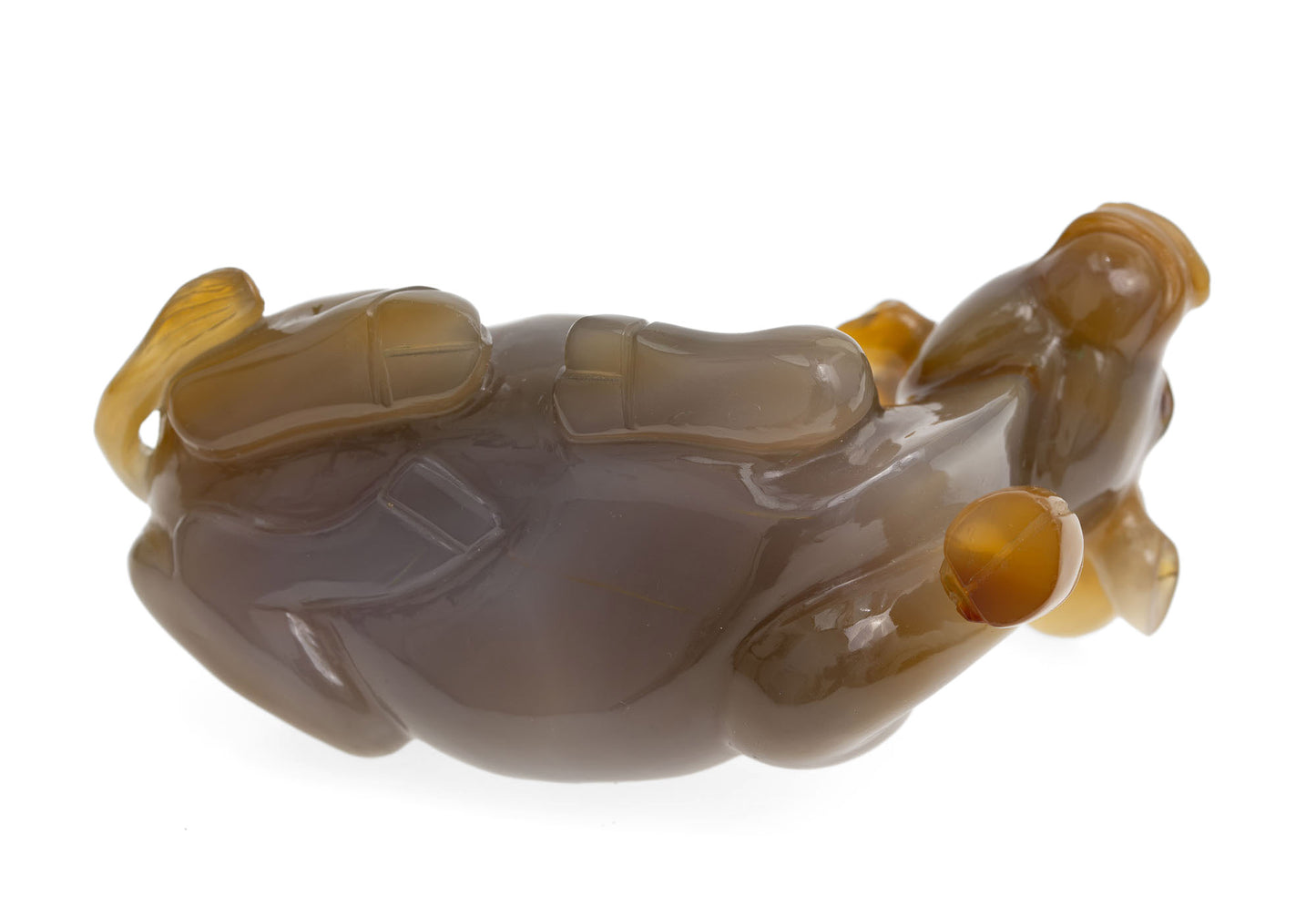 Chinese Republic Period Carved Chalcedony/Agate Figure of a Water Buffalo Lying (2932)