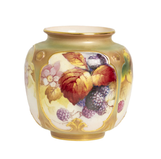 Royal Worcester Vase Hand Painted with Blackberries and Leaves by Kitty Blake (2956)