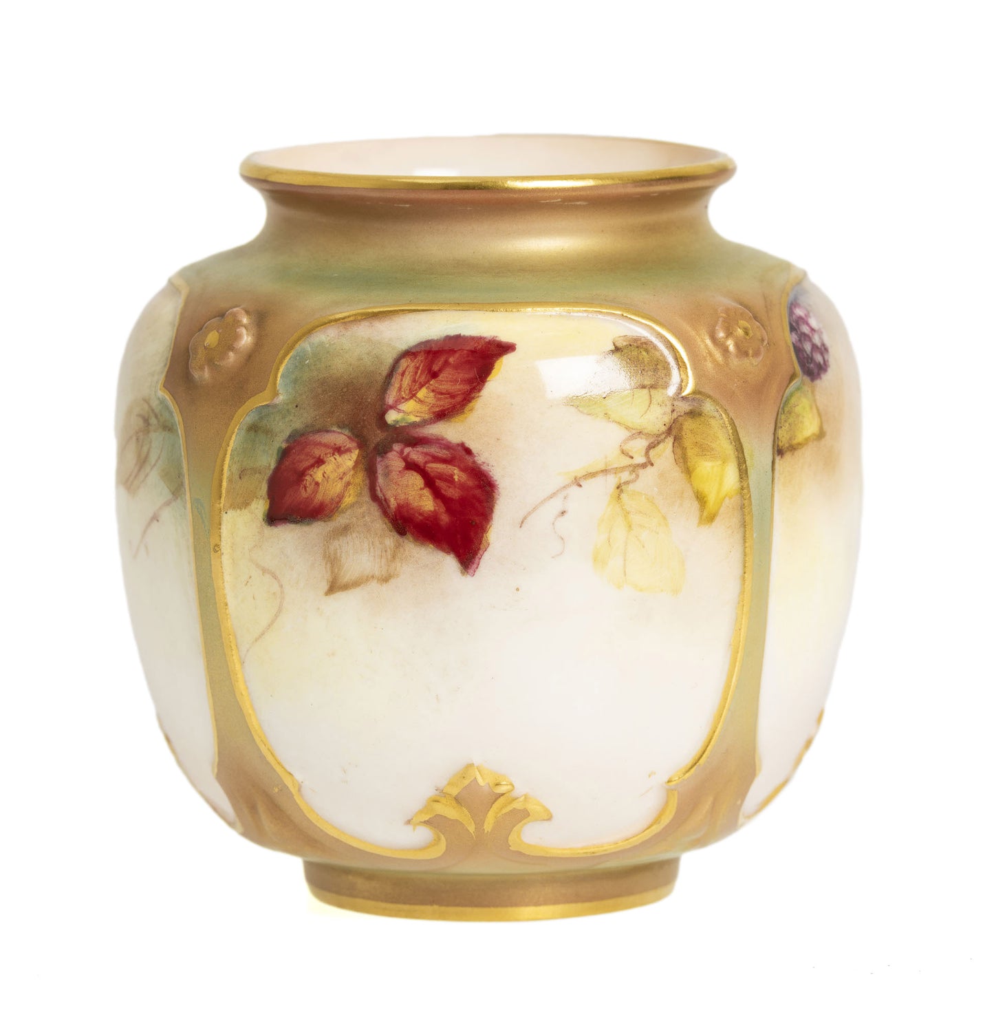 Royal Worcester Vase Hand Painted with Blackberries and Leaves by Kitty Blake (2956)