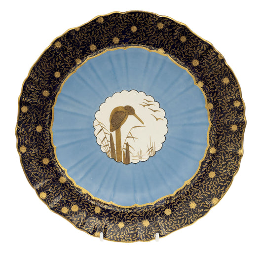 Antique Victorian Minton Aesthetic Cabinet Plate with Kingfisher & Bulrush c1887 (2964)
