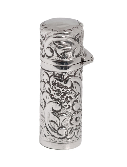 Antique Victorian Sterling Silver & Glass Scent Bottle Chester Hallmark 1891 (3000)