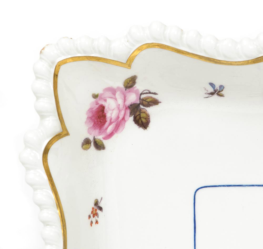 Worcester Flight Barr & Barr Hand Painted Flowers Square Form Dish - Antique (Code 7669)