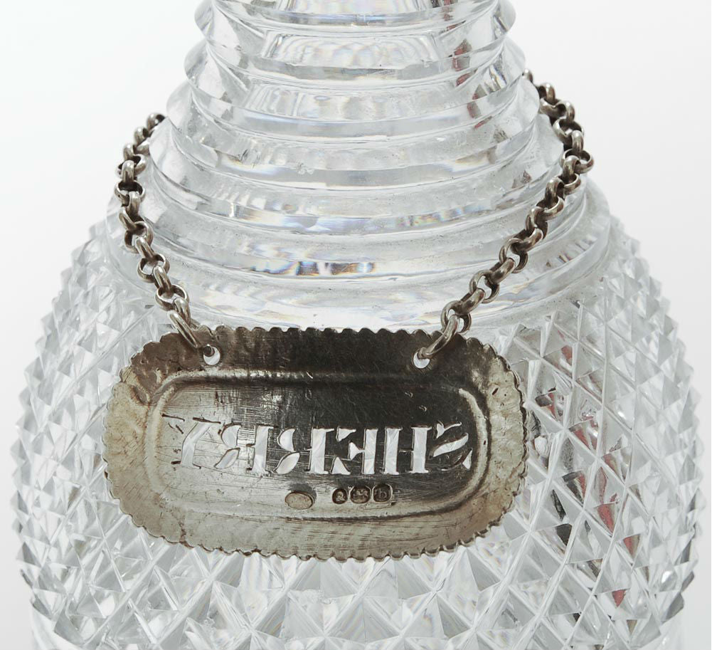 Georgian Solid Silver Decanter Label 'Sherry' Hallmarked 1817 - Antique (Code 7861) - Blue Cherry Antiques - 3