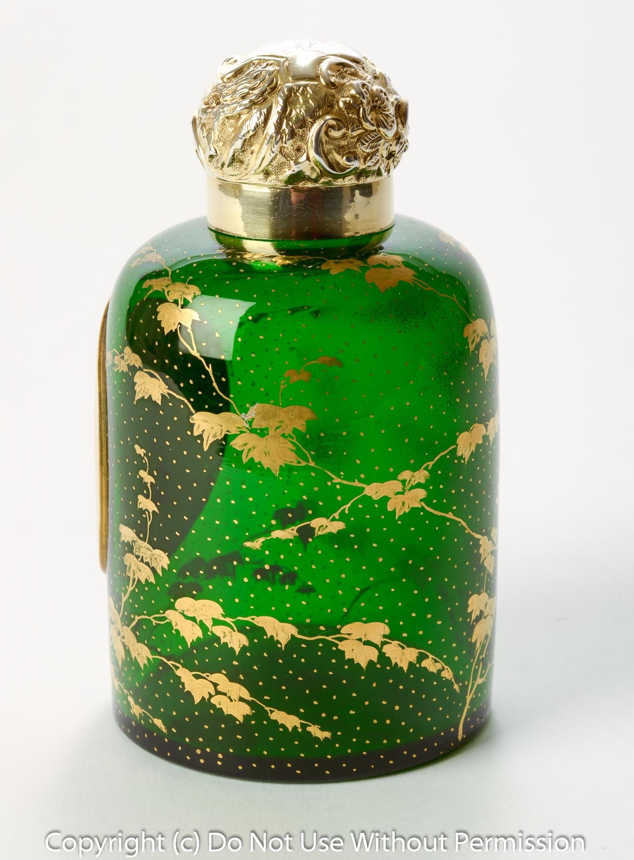 A Fine Antique Bohemian Glass Scent/Perfume Bottle with Silver Mount & Portrait (code 8021) - Blue Cherry Antiques - 3