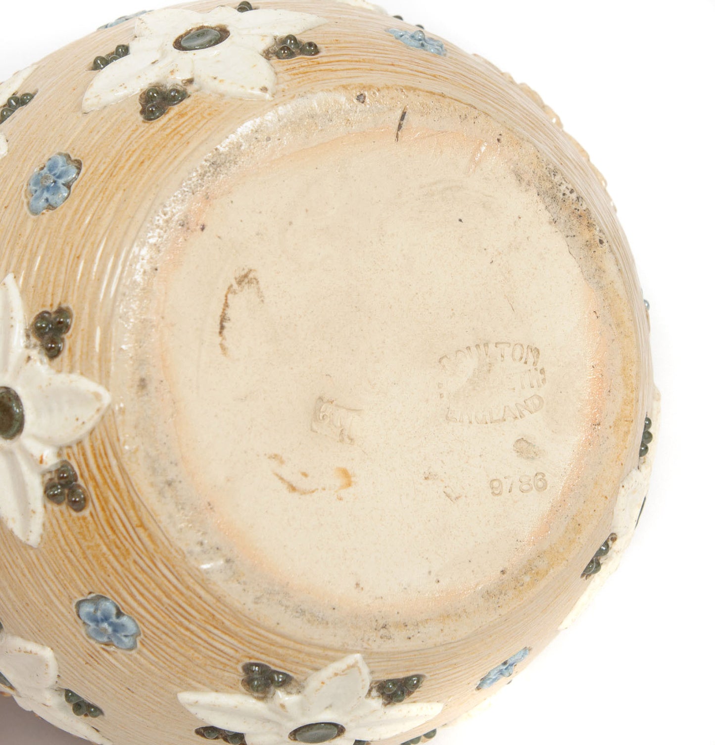 An Antique Doulton Lambeth Stoneware Two Tone Jug with Flowers (Code 8397)