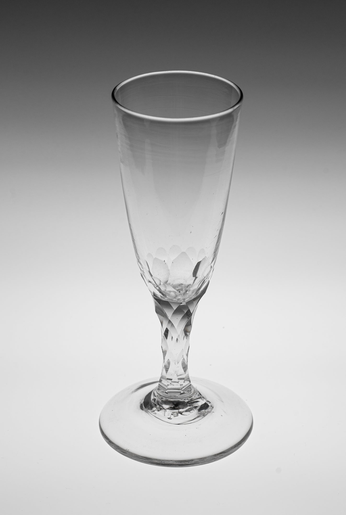 Georgian Antique English Lead Ale Glass with Facet Cut Stem c1780 (Code 9987)